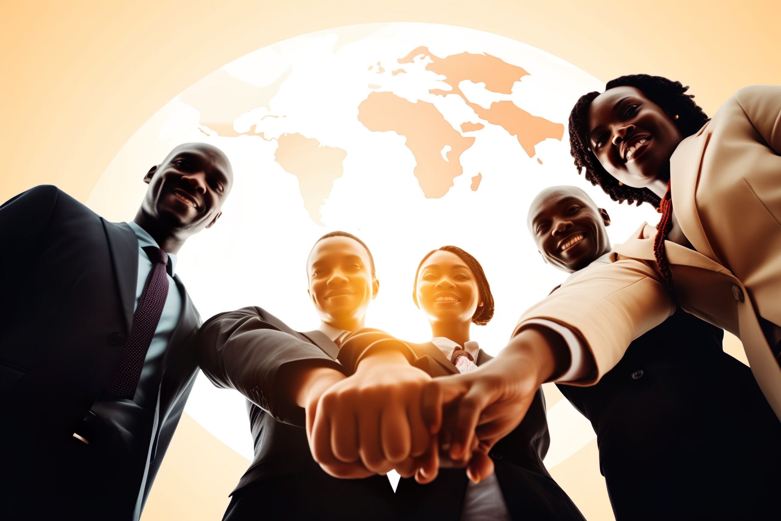 medium shot happy african american employees office generative ai